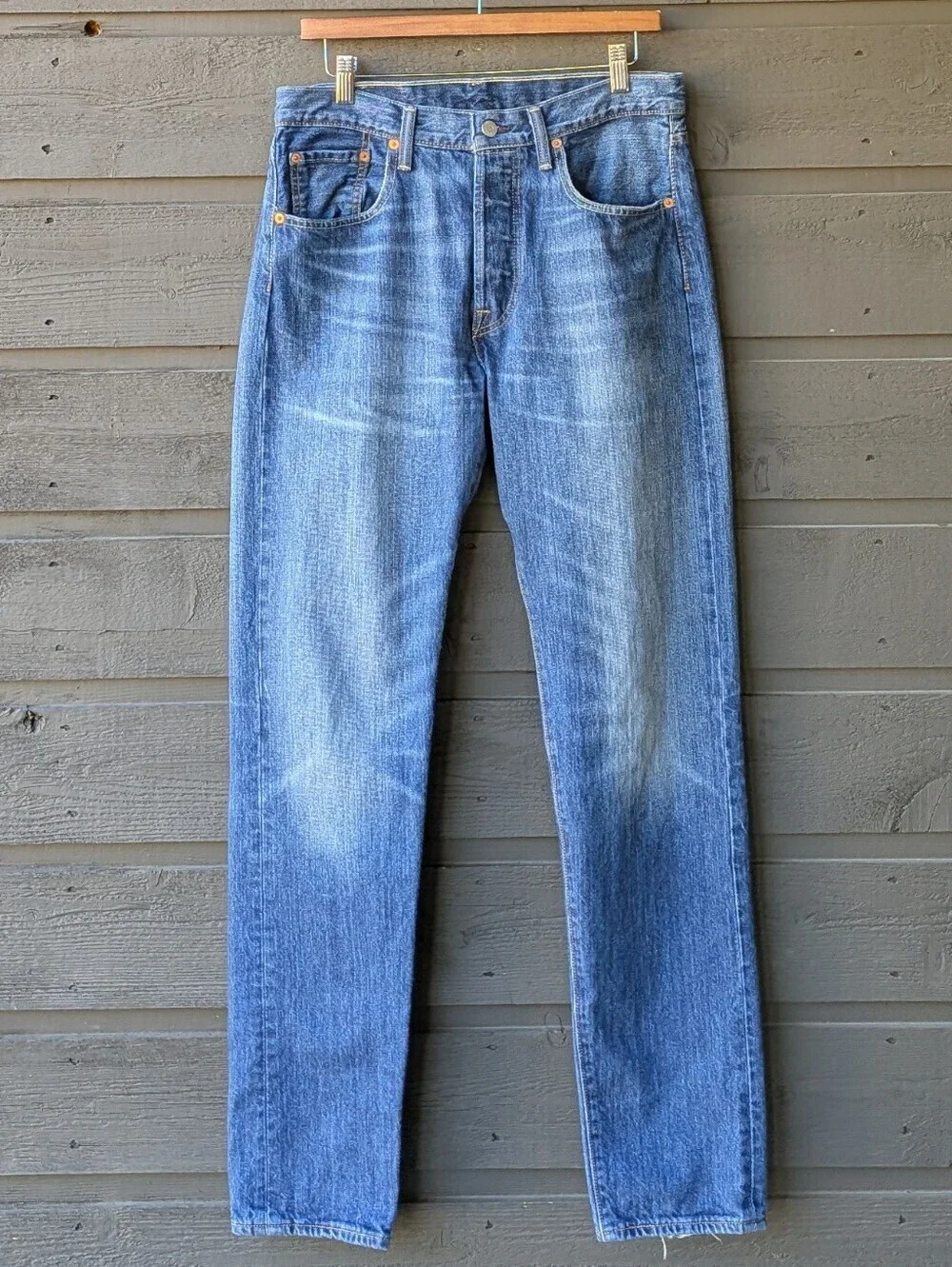 Levi's 501 CT 100% Cotton Medium Wash Denim Jean Button Fly W32 L34 Custom Taper